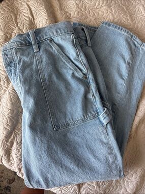 Mid rise the slouchy straight leg jeans